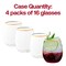 Clear with Gold Elegant Stemless Plastic Wine Glasses - 12 oz. (64 Glasses)